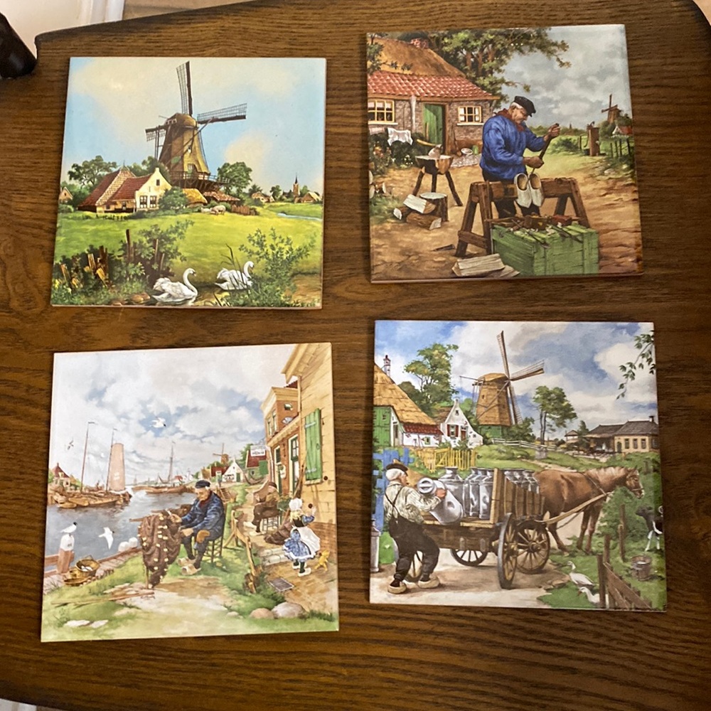 Four ceramic tile wall hanging from Holland